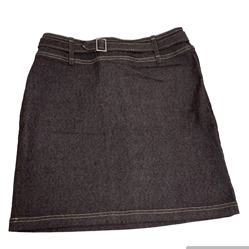 Ann Taylor LOFT Stretch Chambray Dark Denim Belted Jean Skirt NWOT